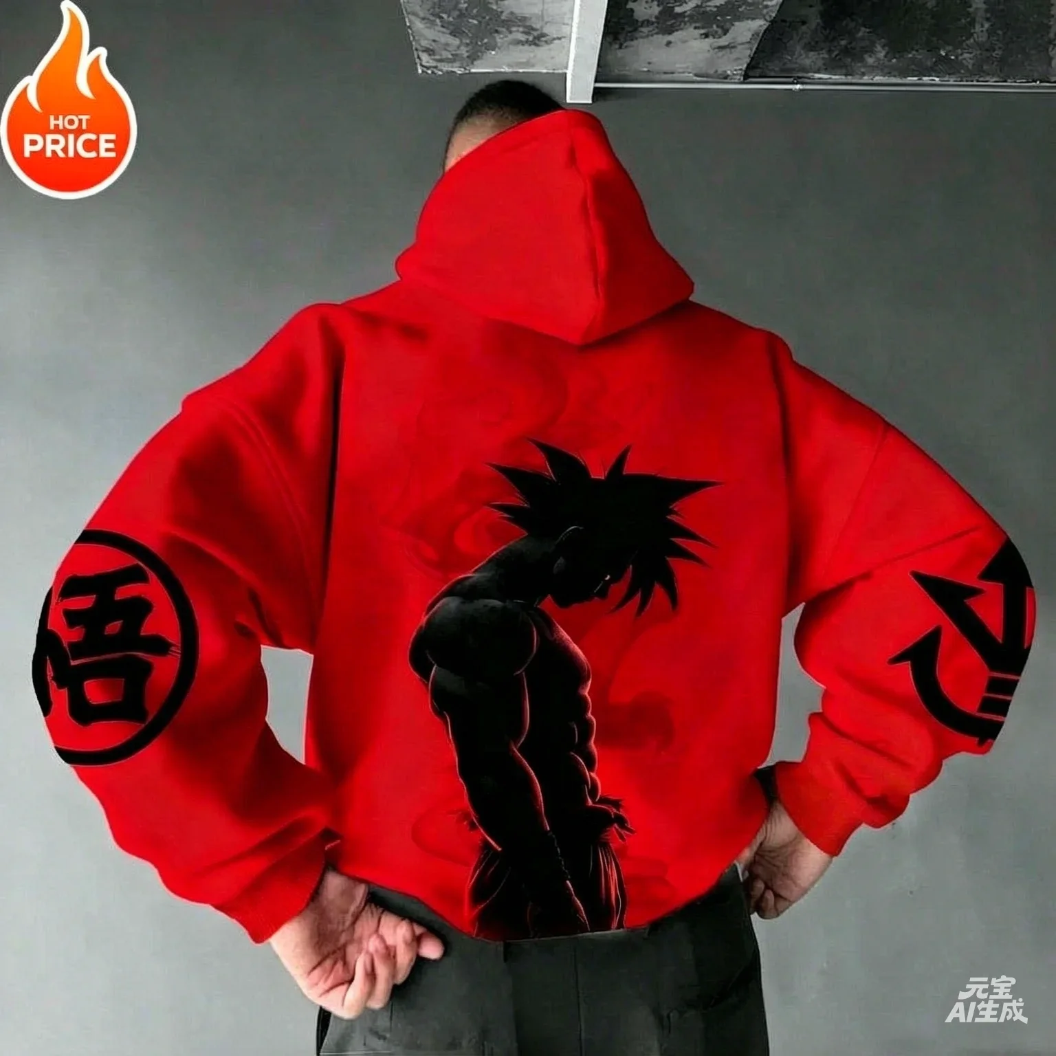2026/27 Dragon Ball Goku Saiyan Harajuku Street Dress Herbst Eltern-Kind Retro Hoodie Winter Oversized Hoodie Langarm – Detail 11