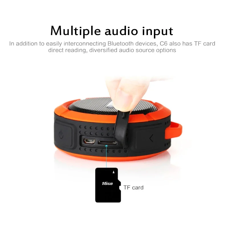 #C6 Bluetooth-compatible Speaker Big Suction Cup Bluetooth Stereo Outdoor Sports Mini Support TF Subwoofer Portable Waterproof