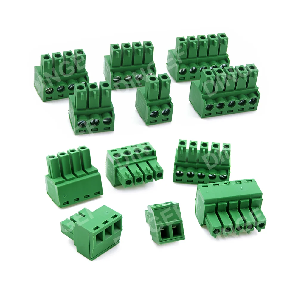 5Set 15EDG KF15EDGRH 3.81mm 2x2 ~ 2X12 pin Double row pluggable terminal block PCB welding plate Plug + Pin Socket
