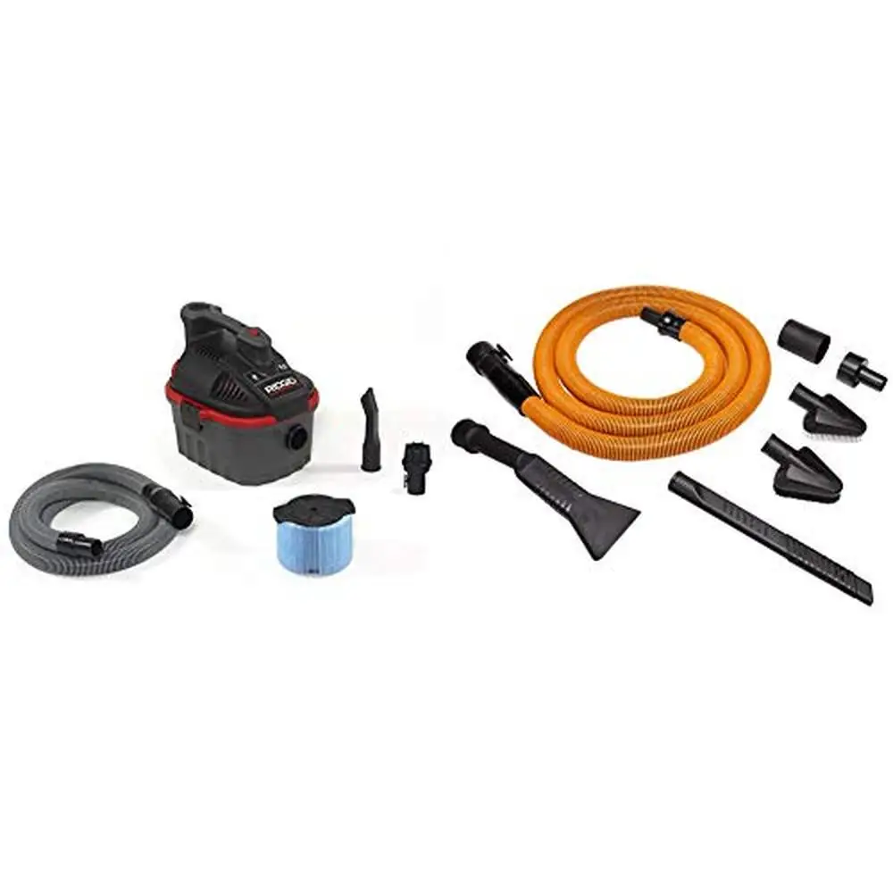 

4-Gallon Wet/Dry Vacuum with 7-Piece Auto Detailing Kit Powerful Motor Compact Size Qwik Lock Filter Ideal Jobsites and Cars