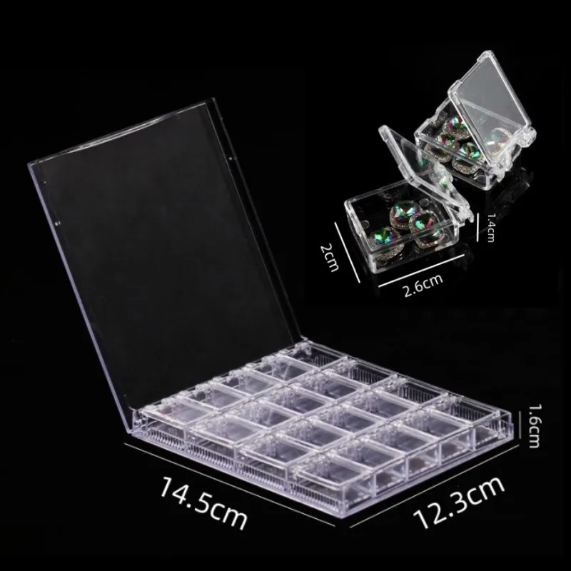 20 Grids Clear Display Case Organizer Holder For Jewelry Nail Rhinestone Beads Box Acrylic Makeup Organizer Nail Art Storage Box