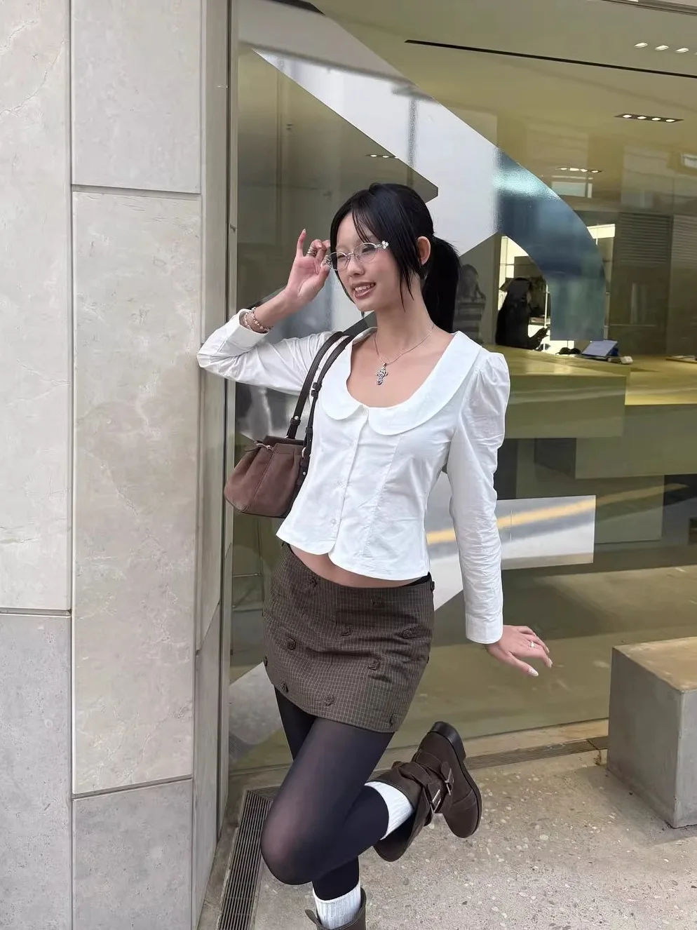 

Блузка Moon Island Wind Light Maturi Sweet Doll Collar, модная, универсальная, стройнящая, белая, французский стиль, приятная к телу, дышащая.