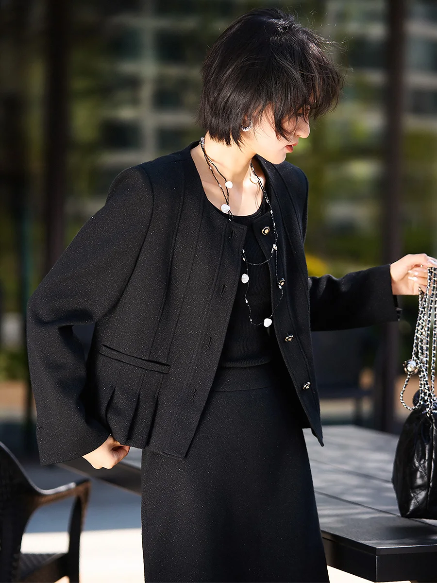 Chaqueta de Lana Ele, Serie Paris Artistic Sense, Primavera 2026, Prenda Exterior de Moda para Mujer, Corte Recto, Estilo Casual