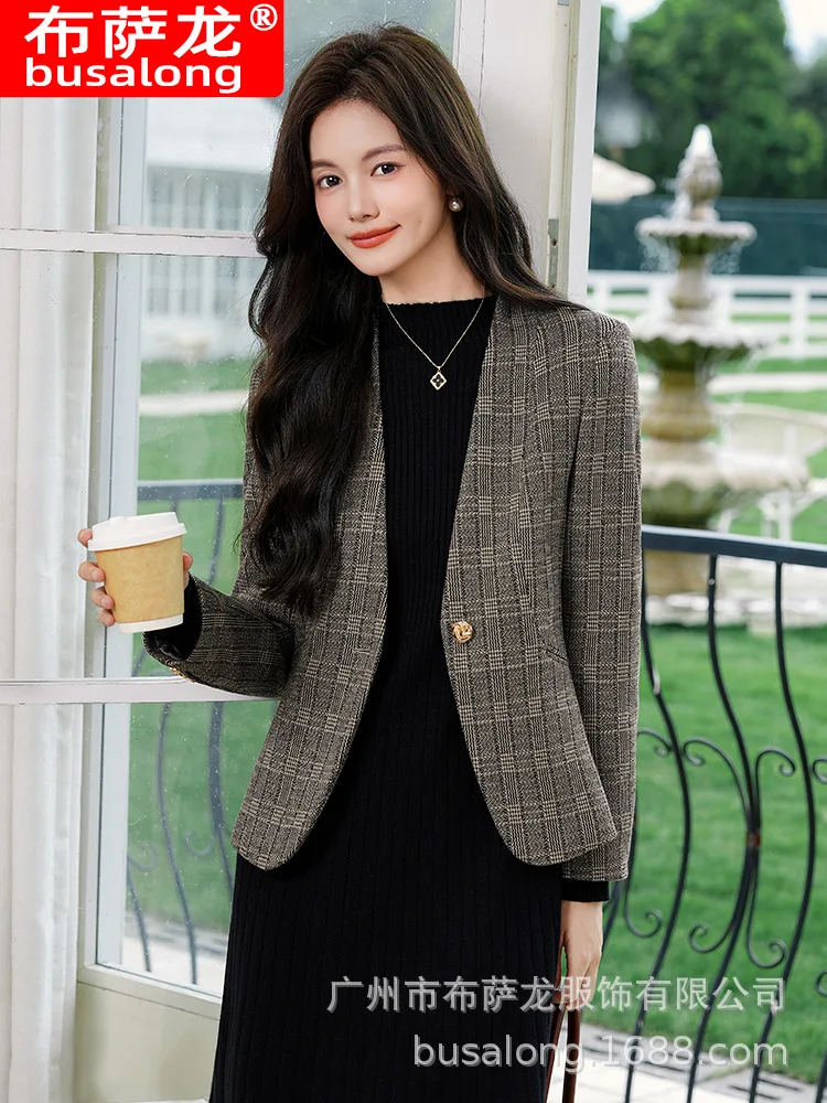 

2025New Stylish Fashion Suit Casual Women's Long Sleeve Professional Blazer Formal Women's Single Jacket Workwear9238