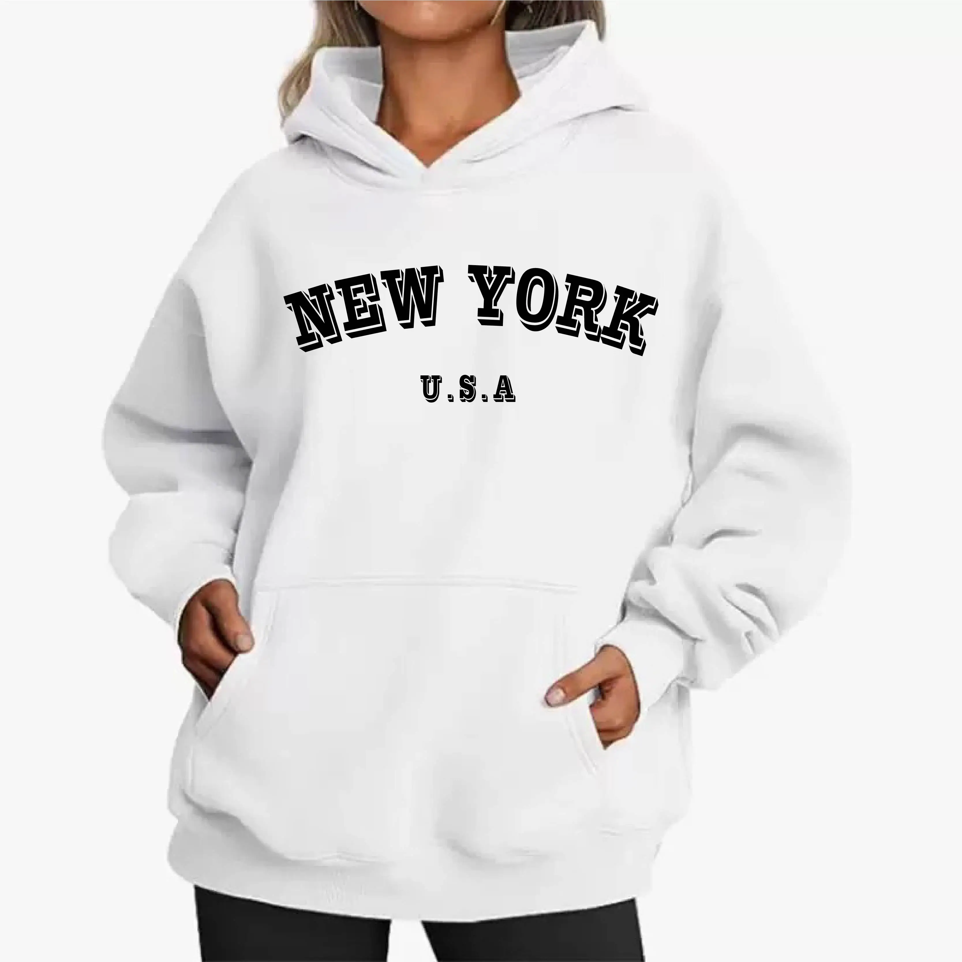 مريح صالح للجنسين هوديي نيويورك الولايات المتحدة الأمريكية حروف البلوز البلوز أزياء عارضة زائد حجم الهيب هوب البلوز #3