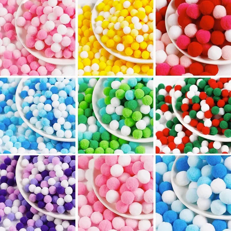 130 Stuks Macaron Pompom Bontballen 1Cm Tot 3Cm Pompones Bruiloft Decor Lijm Op Doek Accessoires Diy Zacht Pom Poms Ambacht