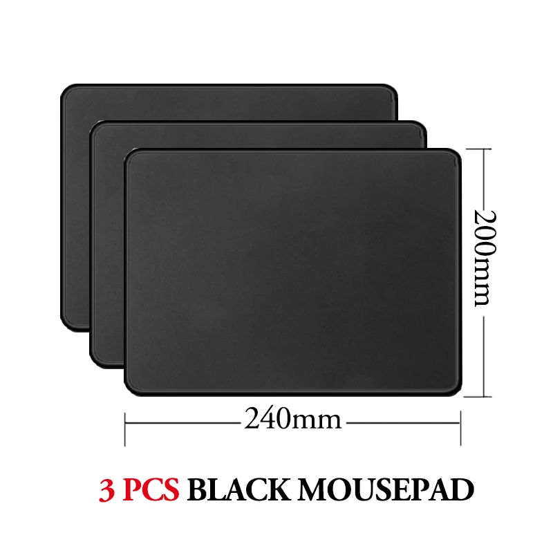 3PCS Black Mouse Pad with Stitched Edge Comfortable Mouse Pads with Non-Slip Rubber Base For Computers Laptop Mouse 200x240x3mm