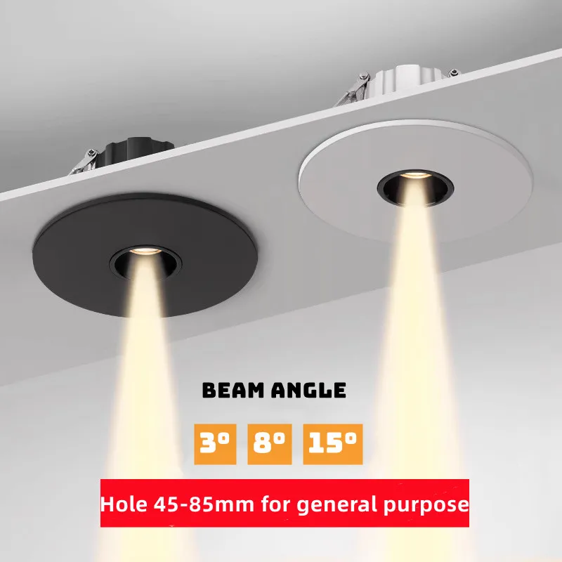Focus LED spotlight Small Angle 3°8°15° Teahouse atmosphere ceiling light Museum wine cabinet lighting 3W5W7W 110V/220V
