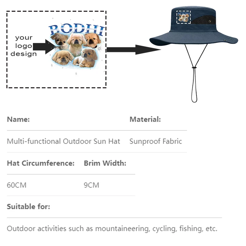 قبعة مخصصة بشعار دلو قبعة للرجال والنساء قبعة صلبة تصميم العلامة التجارية DIY طباعة الصيف قبعة الصيادين للجنسين