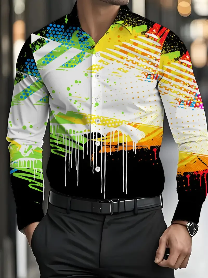 

Vintage Striped Men's Shirt Casual Long Sleeve Top Classic Shirt Men's Clothing Hawaiian Beach Top