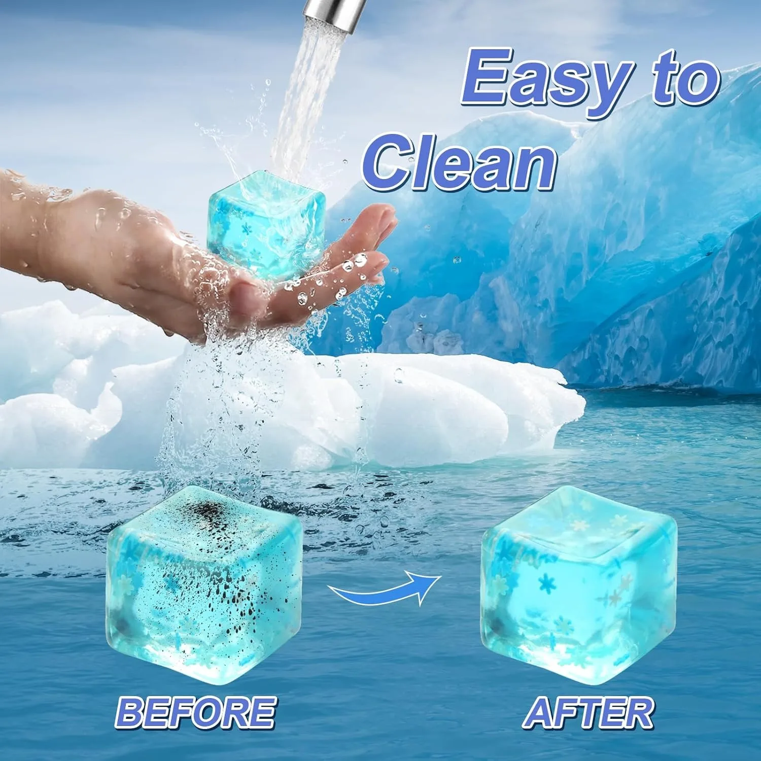 Stress Ice Cube with Snowflakes Squeeze Toy Slow Rise Sensory Squishy Balls for Kids Anxiety Relief, Classroom Prizes