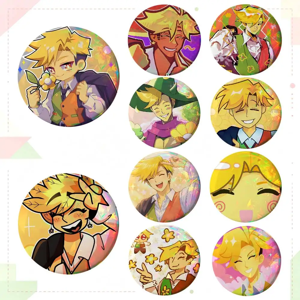 Game Deltarune Flowery Round Badge Creative Brooch Clothing Backpack Accessories Lapel Pin