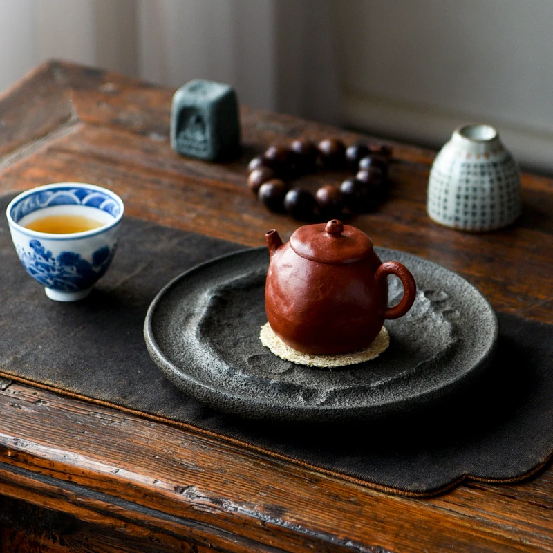 Tea Tray Stone Chinese Tea Set Kungfu Table Teaware Board Cup Antique ​Plate Teapot Saucer Home Decorative Office Accessories