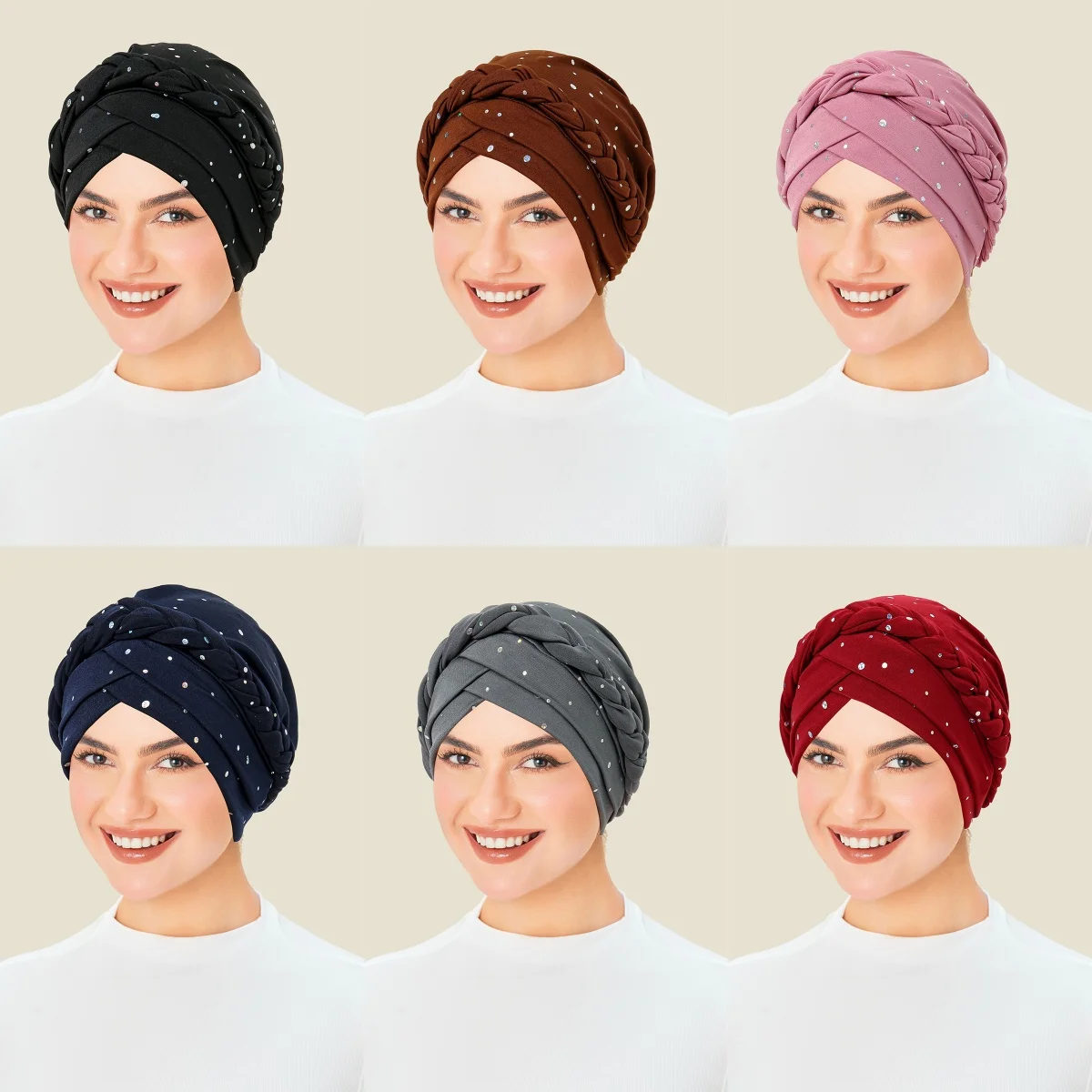 

New Head Scarf for Muslim Women Multicolored Sequin Turban Bonnet Hijab Caps Inner Hijabs Femme Musulman Arab Wrap Turbantes
