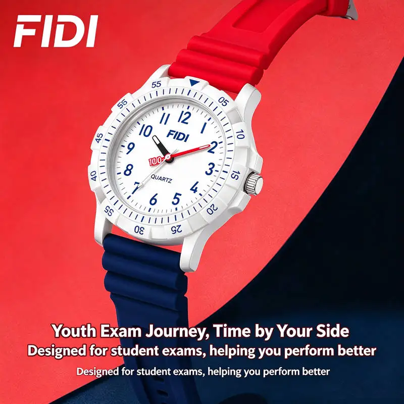 FIDI Men's Watches Fashion Silicone Strap Digital Scale Luminous Waterproof Original Quartz Wrist for Boys Student Couple