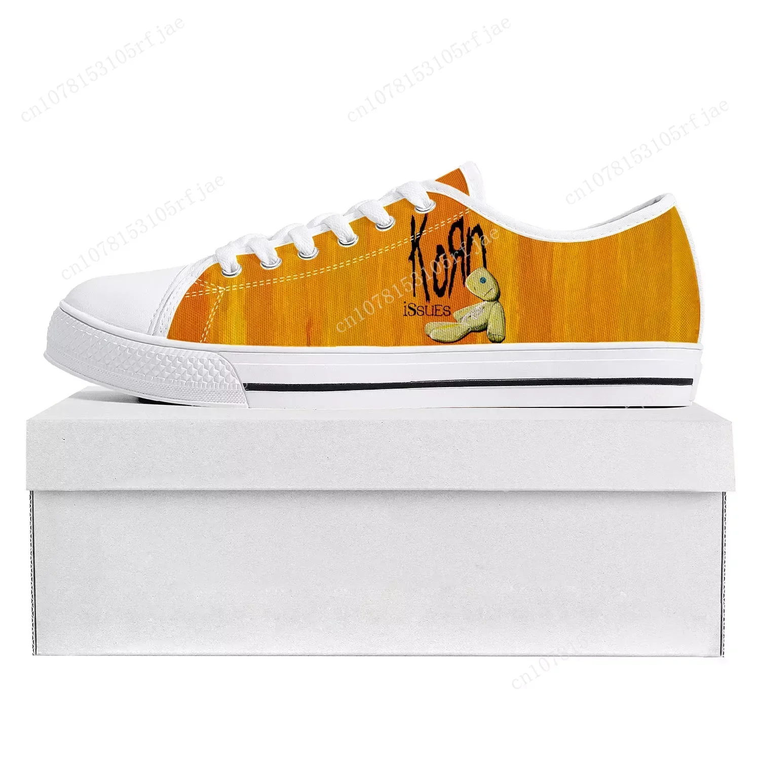 Korn Rock Band Low Top High Quality Sneakers Mens Womens Teenager Canvas Sneaker 3D Print Casual Couple Shoe Custom Shoe White