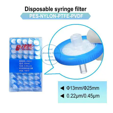 Disposable Syringe Filter 100pcs Nylon PES PTFE 0.22um 0.45um Lab Use