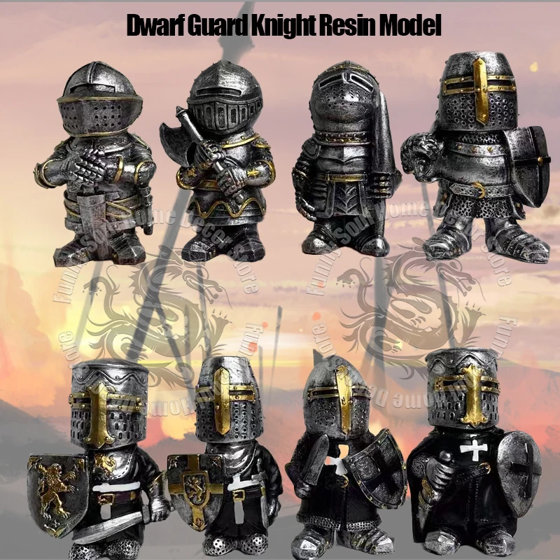 

Cute Mini Crusades Knight Statue Retro Armor Knight Guard Model Home Office Room Desk Decoration Accessories Festivals Gifts