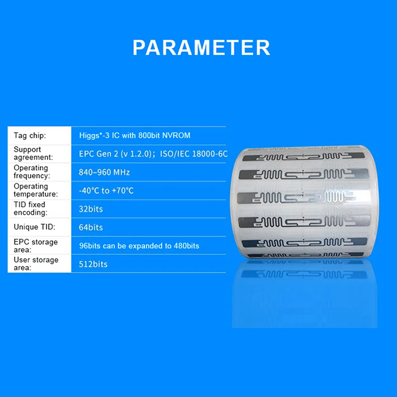 10PCS Long Range RFID UHF Tag Stickers 860-960MHz Alien U7 EPC Wet Inlay for Access Control Asset Tracking Animal Identification