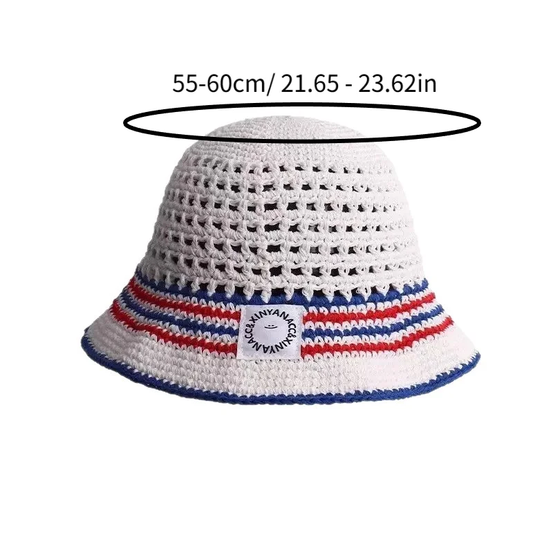 قبعة صياد كورية مخططة للسيدات صيفية متعددة الاستخدامات مجوفة قابلة للتنفس ومظلة جديدة وواقية من الشمس تبدو صغيرة #5