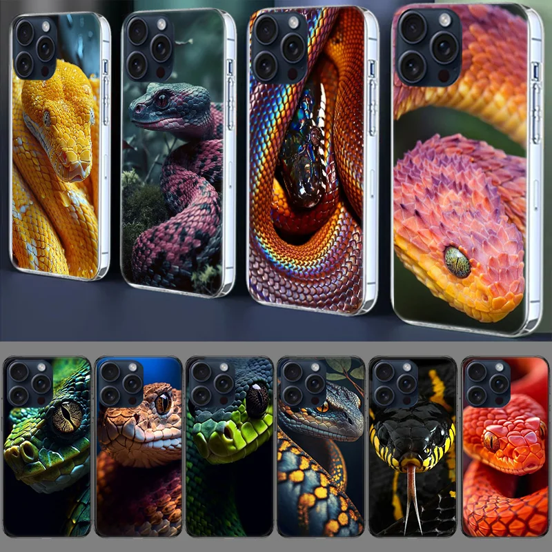 Fundas Transparentes con Diseño de Víboras y Pitones del Bosque para iPhone 17 Air, 16 Pro Max, 15 Pro, 14 Plus, 17E, 16E, 11, 13, 12 Mini
