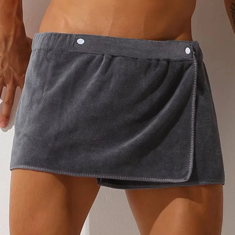 Pajamas Side Split Men's Sexy Shorts Short Swimming Bath Shorts Wearable Soft Microfiber Bathrobe for Men