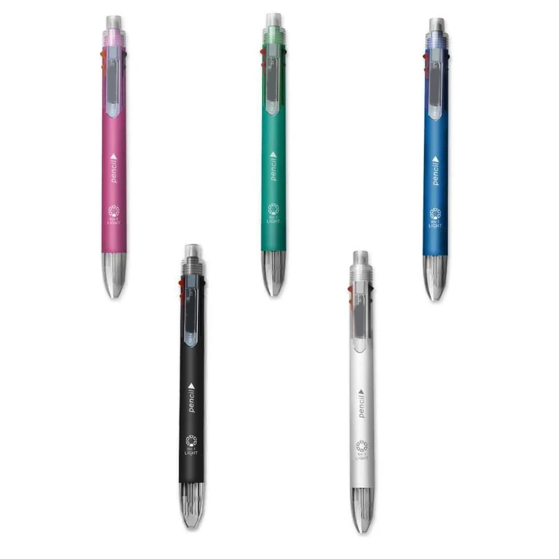 Pena Multiwarna Multifungsi dengan Pensil Otomatis 0.7Mm, Pena Bolpoin 5 Warna Dalam 1 Pena Bolpoin Dapat Ditarik