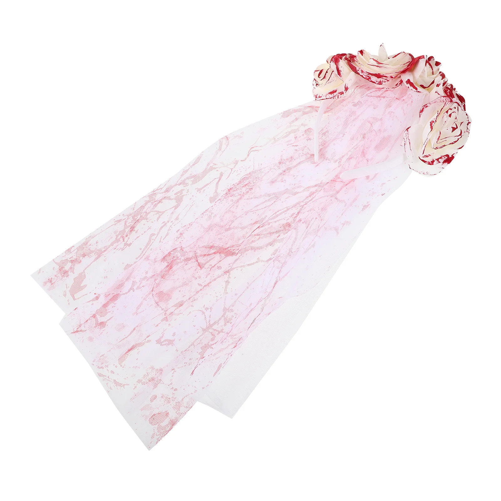 Fascia per capelli con velo da sposa fantasma Accessorio per Halloween Giorno del costume Copricapo in rete con corona floreale
