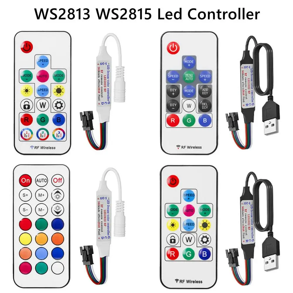 WS2813 WS2815 Led Controller for Pixel LED Strip Light 14/17/21Keys MINI Led Tape Remote Controlle DC/USB DC5-24V