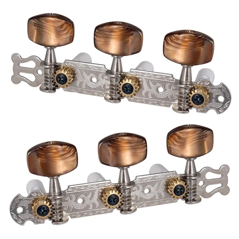 セット 3R3L コーヒービッグスクエアヘッド弦チューナーチューニングペグキーマシンヘッドアコースティックギター交換部品