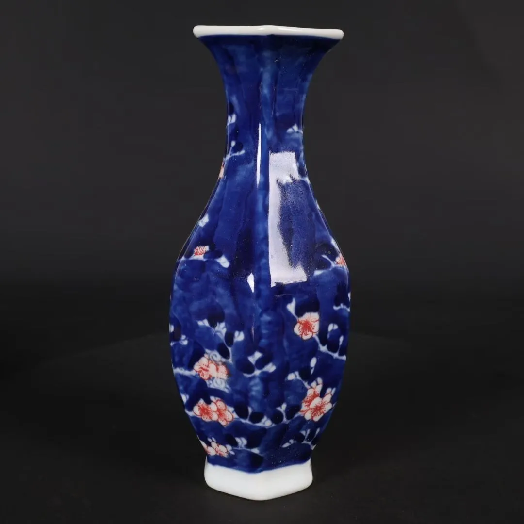 Chinese Ceramic Vase Ornament Home Decoration Accessories For Living Room Jingdezhen Blue Glazed Plum Blossom Porcelain Vase