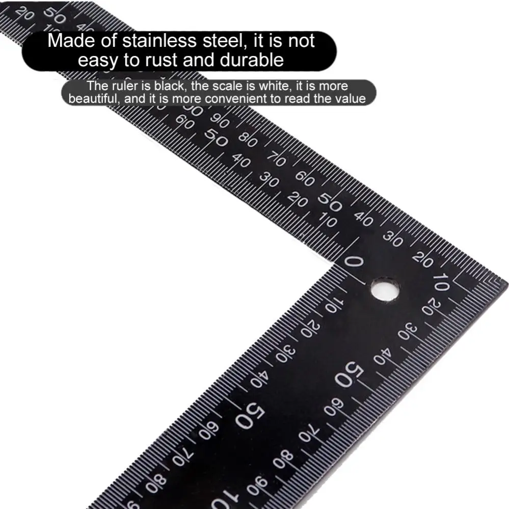 300mm Square Double-sided  Metric & Imperial Scale Ruler Right Angle Measuring Rule Guaging Tool Angle Square Ruler 90° Handle