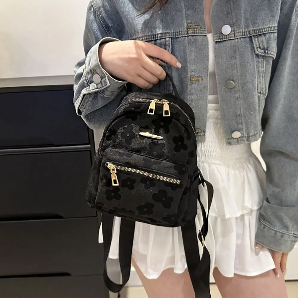 Bonito lona flor mochila floral bolsa estudantes mochila de couro do plutônio estilo coreano flor bolsa ombro viagem