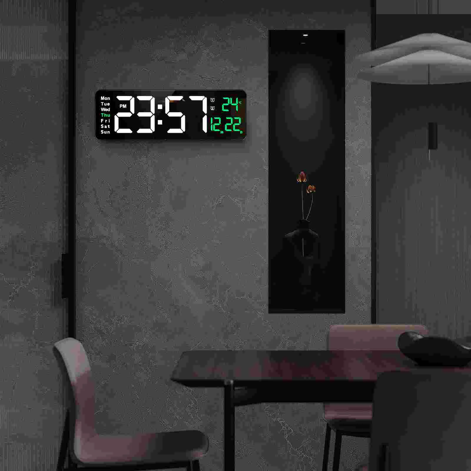 Modern Large Display Multifunctional Adjustable Dual Alarm Wall Mount Digital Clock Big Digital Wall Clock Large Digital Clock