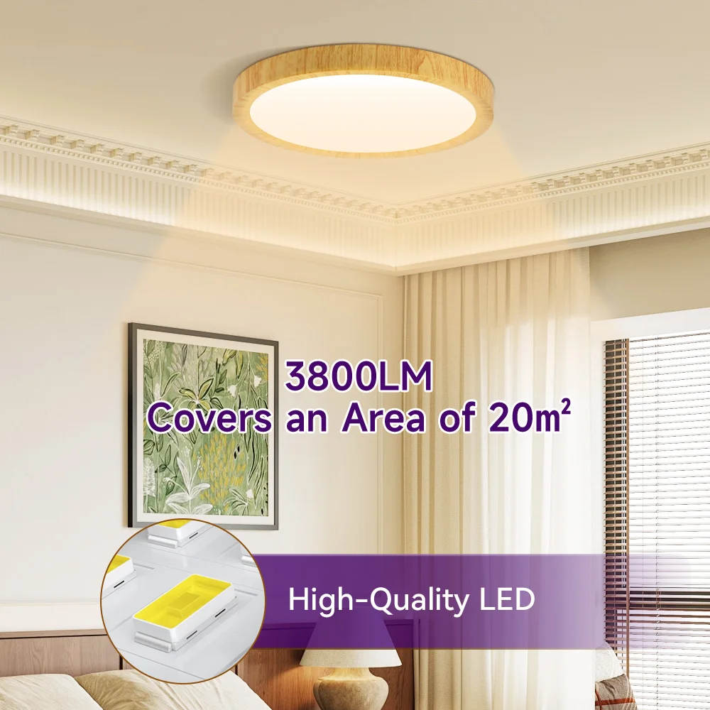 Ultra Thin Ceiling Light Wood Grain Led Panel Light One Light with 3 Colors Home Lighting Kitchen Bedroom Surface Ceiling Lamp
