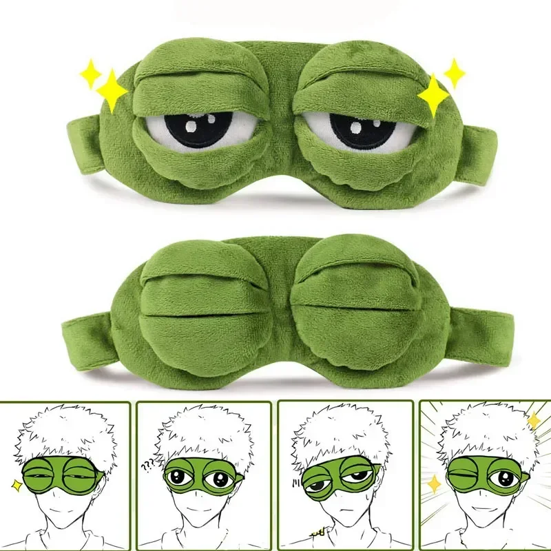 Soft Plush Sleeping Eye Mask Travel Sad Frog  Mask Padded Rest Aid  Mask 3D Blindfold Kid Adult  Patch Relax Massager