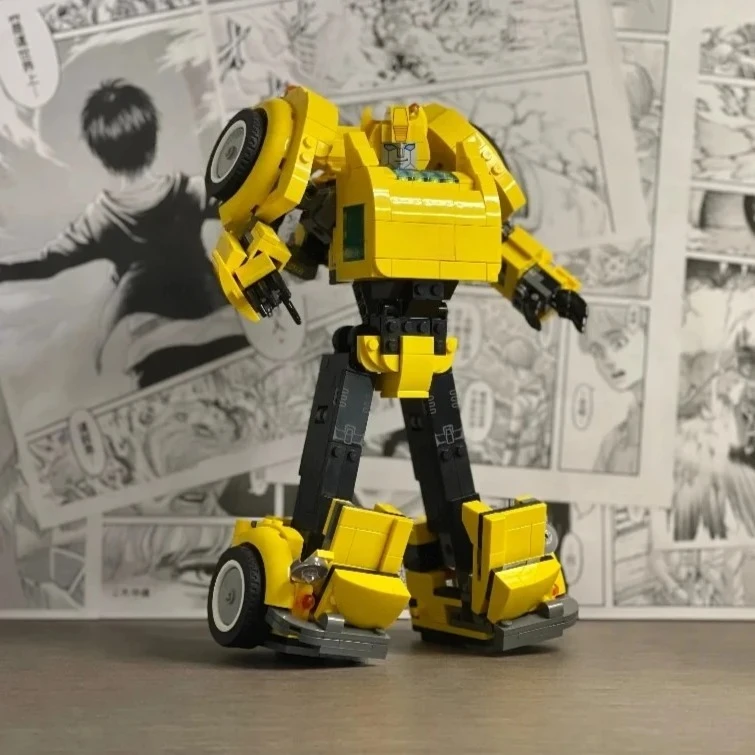 Jouets de voiture camion Robot jaune, ensembles de blocs de construction compatibles avec les particules Legoed, adaptés aux cadeaux de noël 10338