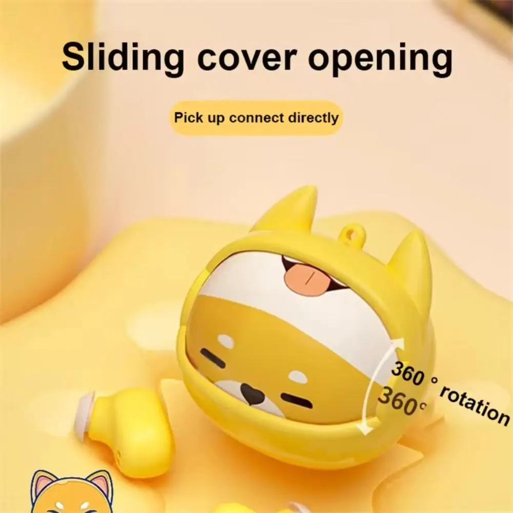 Cute Shiba Inu 360° Pattern Change Headphones with Mic Low Latency In Ear Bluetooth Earphones Gym Sports Cartoon Earbuds