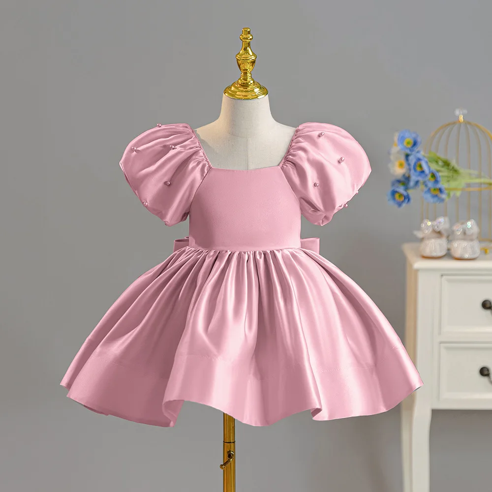 

2-8-year-old girl's birthday party new lace flower fluffy wedding dress princess dress girl model runway dress flower girl