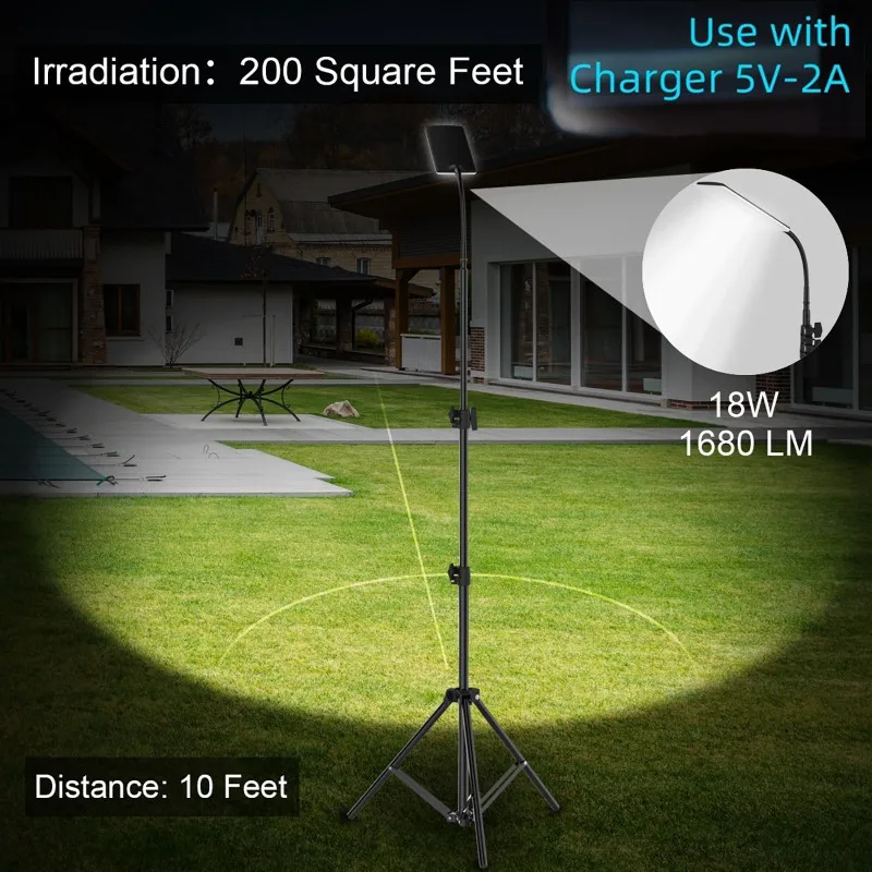 84LEDs Floodlight Light+Tripod Adjustable Height/Head IP67 Waterproof Indoor/Outdoor Working Lamp Portable Camping Beach Lantern