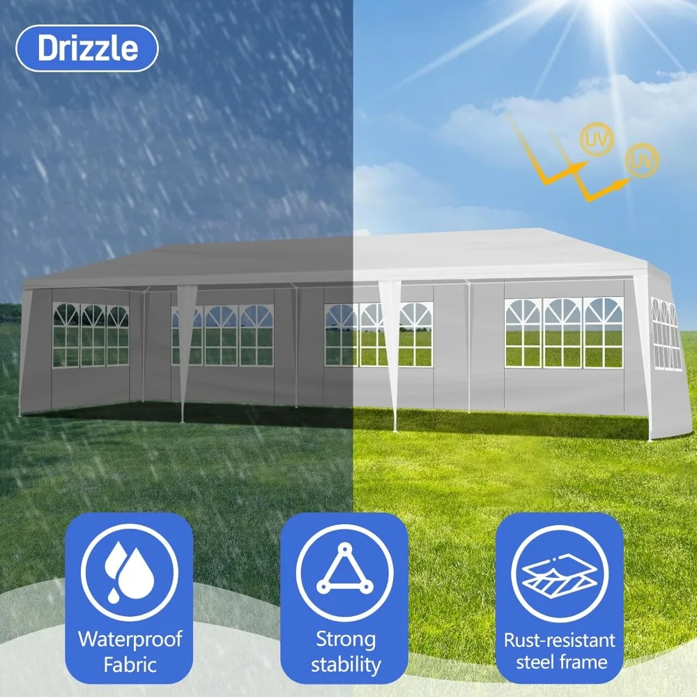 Portable Outdoor Party Tent with Removable Walls and Clear Panels for Weddings and Events