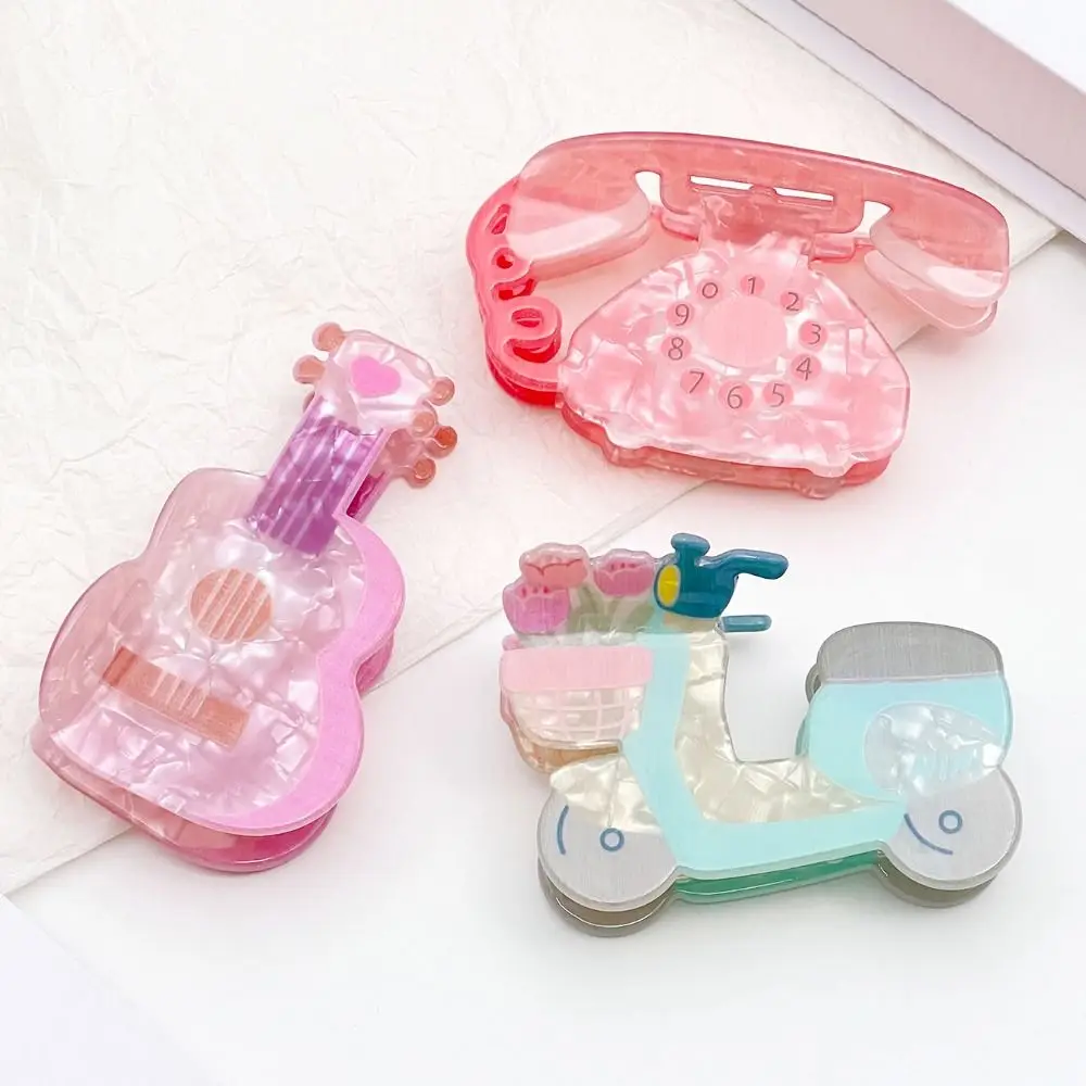 Милый акриловый креативный коготь для волос, гитара, маленький Трамвай, мультяшное животное, заколка в виде акулы, аксессуары для волос, милый милый коготь для волос, женский