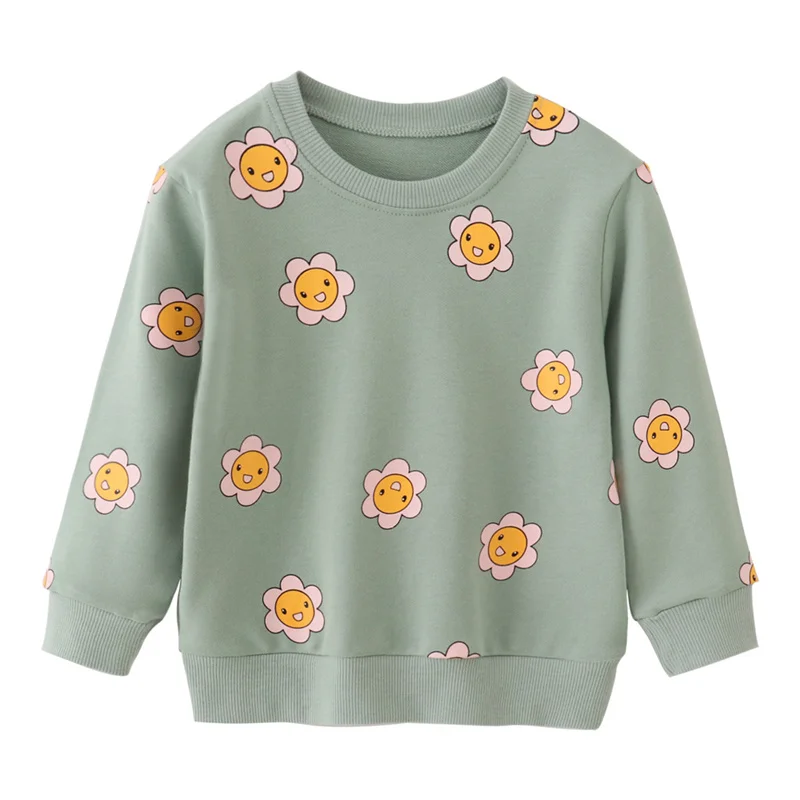 

2-7T Autumn Spring Girls Long Sleeve Sweatshirts Flowers Print Hooded Sport Baby Costume Kids Tops Girls Clothing