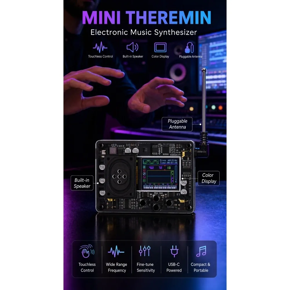 For mini Electronic Music Instrument Featuring For oled Display Built-In Speakers and Real-Time Volume Monitoring
