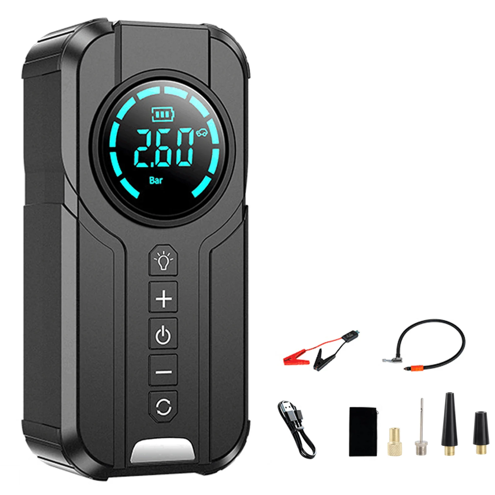 

Jump Starter with Air Compressor, 1000A Portable Battery Booster with 150 PSI Tire Inflation 6000mAh Jump Starter for Car