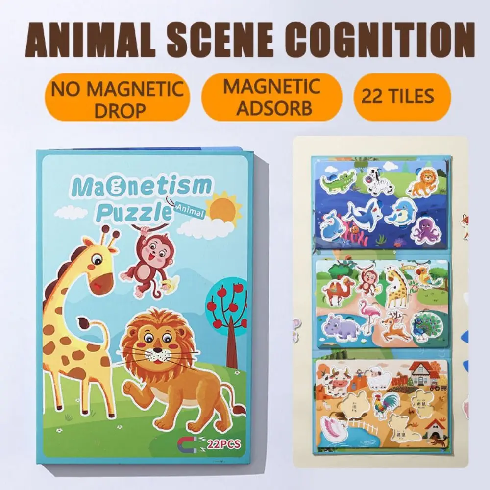 Kreative 3D Magnetische Szene Puzzle Wasserdichte Tragbare Kinder Montessori Spielzeug Glatte Oberfläche Fahrzeug Muster Cartoon Tier Puzzle