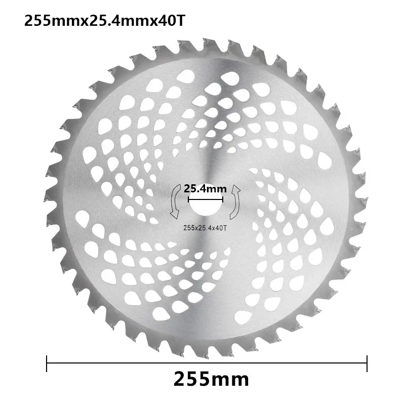 10 Inch 255x25.4mm Alloy Brush Cutter Saw Blade  Garden Tool Replacement  Cutting Disc  Lawn Mower Grass Trimmer Blade