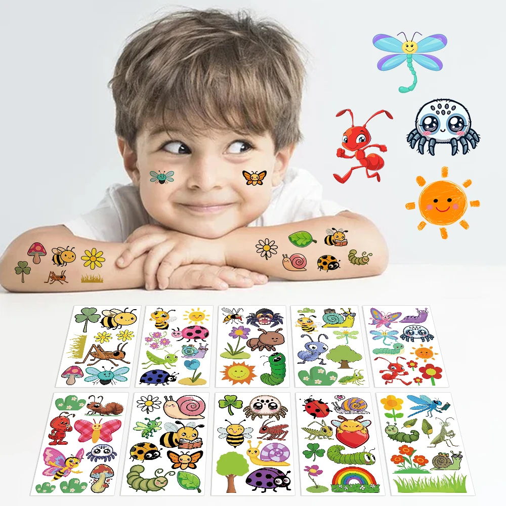 

10pcs/set Cute Insects Tattoo Sticker Prom Party Body Decoration Disposable Tattoo Stickers