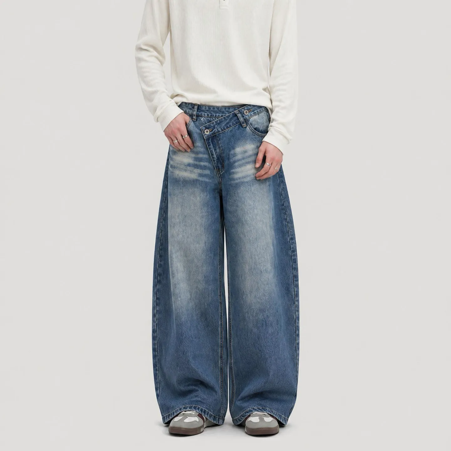 Men Women Vintage Denim Baggy Jeans Pants Unisex Streetwear Loose Casual Wide Leg Machete Pant Jeans Trousers