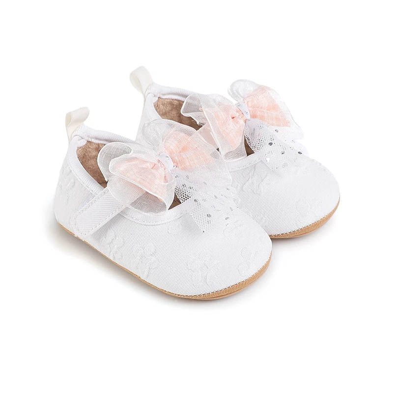 Infant Baby Girls Moccasins Cute Sequins Plaid Bow Soft Sole Flat Shoes Prewalker Anti-Slip Shoes First Walker Shoes